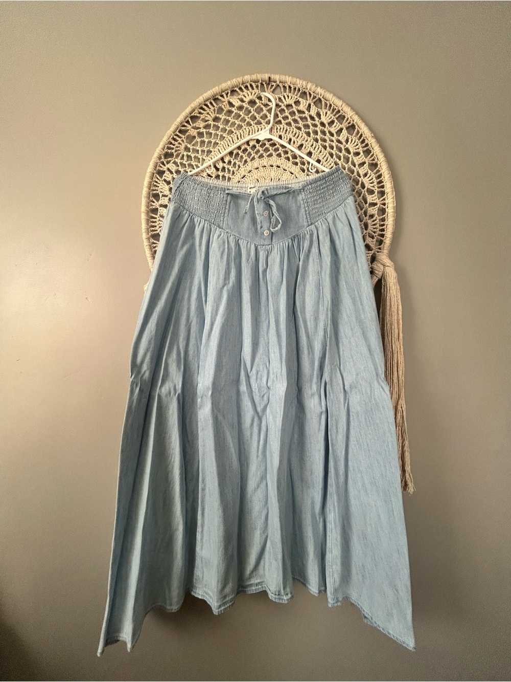 aerie Light Blue Denim Maxi Skirt